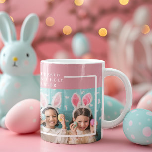 Mug Pâques Moderne Rose Joyeux Bénis Cadeau Photo