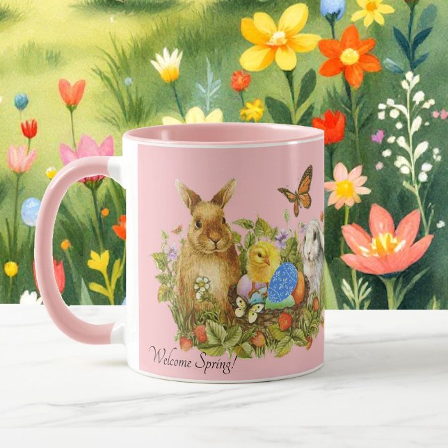 Mug Pâques Printemps OEufs de lapin Beurre de poussin  (Créateur téléchargé)