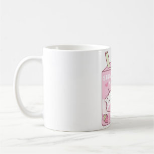 Mug Paquet de lait de fraise avec mignon chien de vach