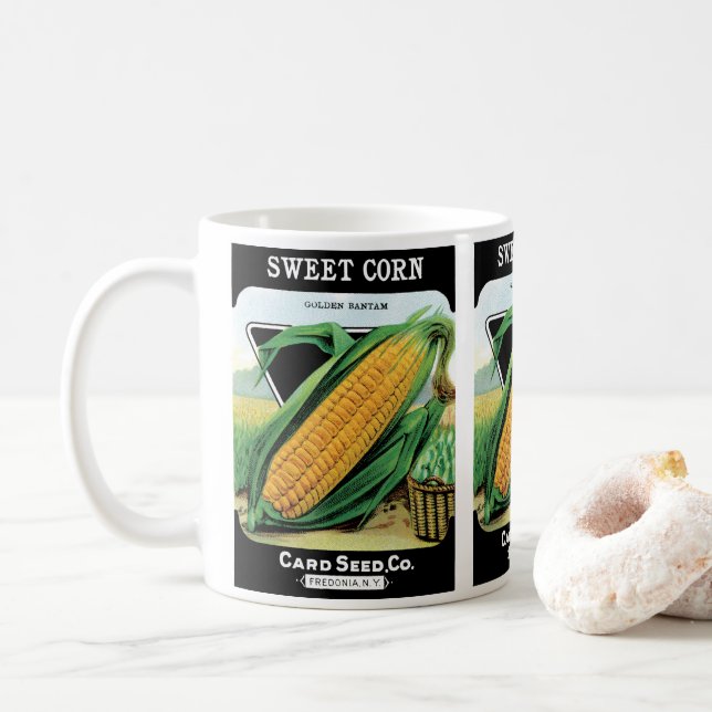 Mug Paquet de semences vintage Art Étiquette, Corn Jau (Avec donut)