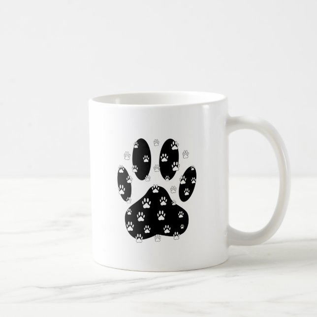 Mug Paquets blancs sur l'Empreinte de patte noir (Droite)