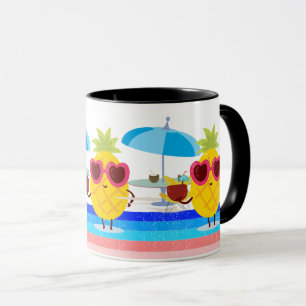 Mug Parapluie de noix de coco d'ananas Vibes de plage