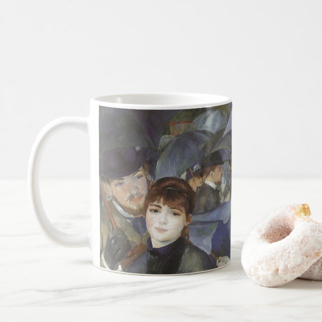 Mug Parapluies de Pierre Renoir, Impressionnisme Vinta (Avec donut)