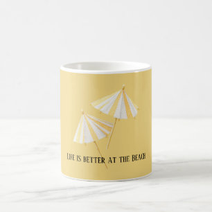 Mug Parasols de plage jaunes blancs