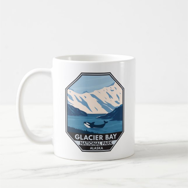 Mug Parc national de Glacier Bay Alaska Orca Art Vinta (Gauche)