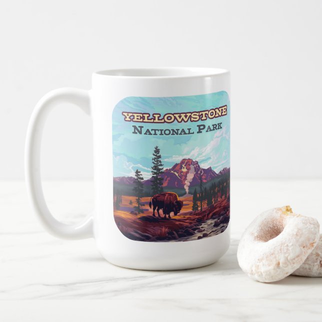 Mug Parc national de Yellowstone Wyoming Bison Geyser (Avec donut)