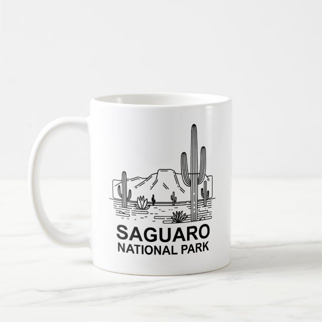 Mug Parc national du Saguaro Ligne minimale Art (Gauche)