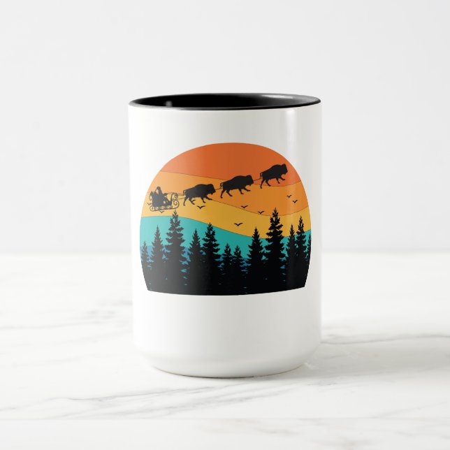 Mug Parc national Retro Buffalo Bison Noël (Centre)