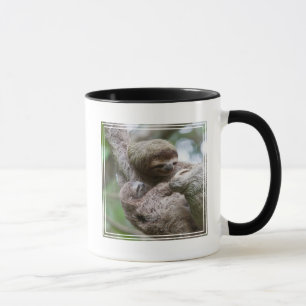 Mug Paresseux bébé avec sa mère suspendue à un arbre