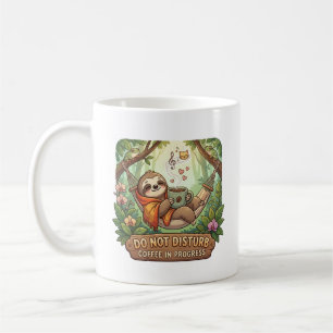 Mug Paresseux Cozy avec Café et Ne Pas Déranger Texte