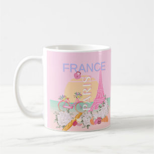 Mug Paris, France, Travel Art, Preppy, Pastel, Rose