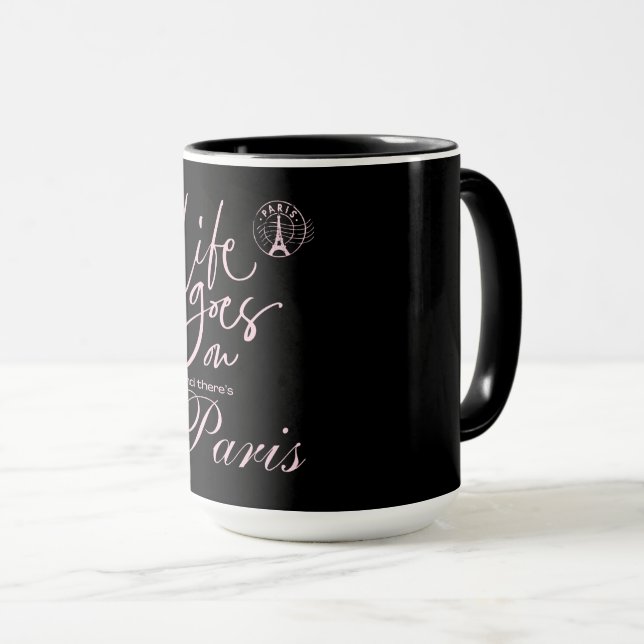 Mug Paris rose, & noir  (Devant droit)