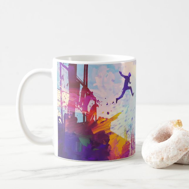 Mug Parkour Urban Free Runling Freestyling Art Moderne (Avec donut)