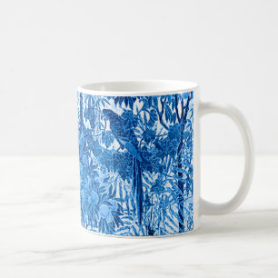 Mug Parrot dans un cadre de jungle, Indigo bleu et bla