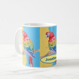 Mug Parrot Oiseaux Enfants Garçons Nom Pastel Blue Mu