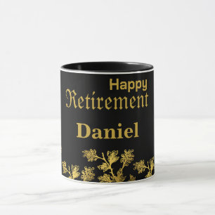 Mug Parti de retraite moderne élégant Floral Or noir