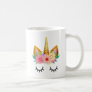 Mug Partie florale de licorne d'or