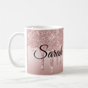 Mug Parties scintillant à goutte Rose or personnalisé