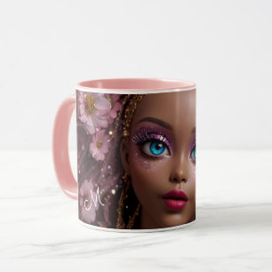 Mug Parties scintillant à poupée mousseuse et fleurs
