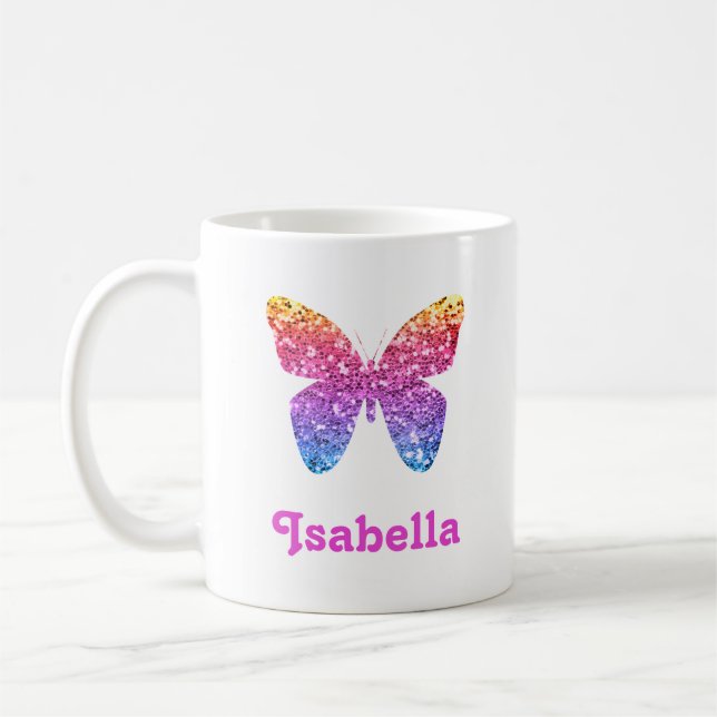 Mug Parties scintillant arc-en-ciel papillon mignon fi (Gauche)
