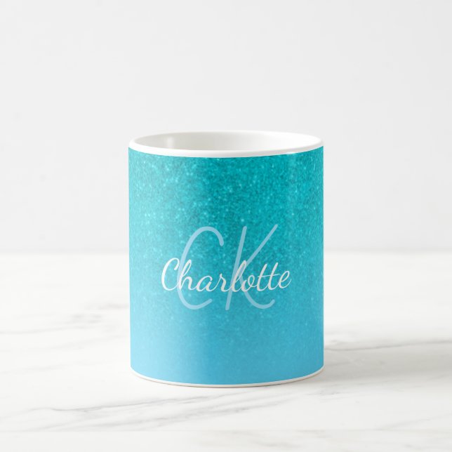 Mug parties scintillant bleue turquoise aqua vert mer  (Centre)
