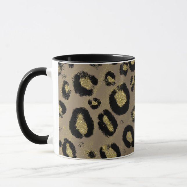 Mug Parties scintillant Brown en or et Cheetah léopard (Gauche)