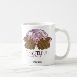 Mug parties scintillant clou salon femme main nails te