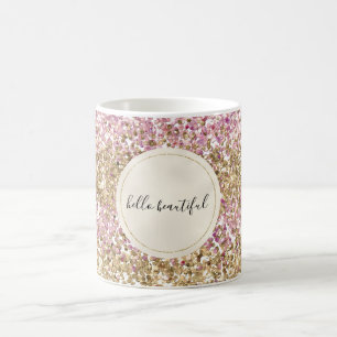 Mug Parties scintillant Confetti rose or Personnalisée