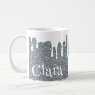 Mug Parties scintillant d'argent et blanc trempé Perso