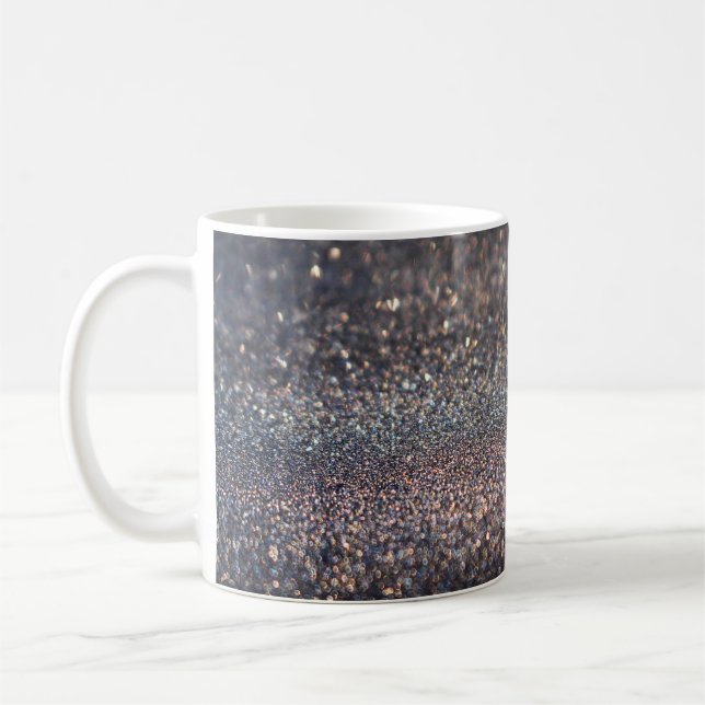 Mug Parties scintillant d'argent : Noir Bokeh Noël (Gauche)