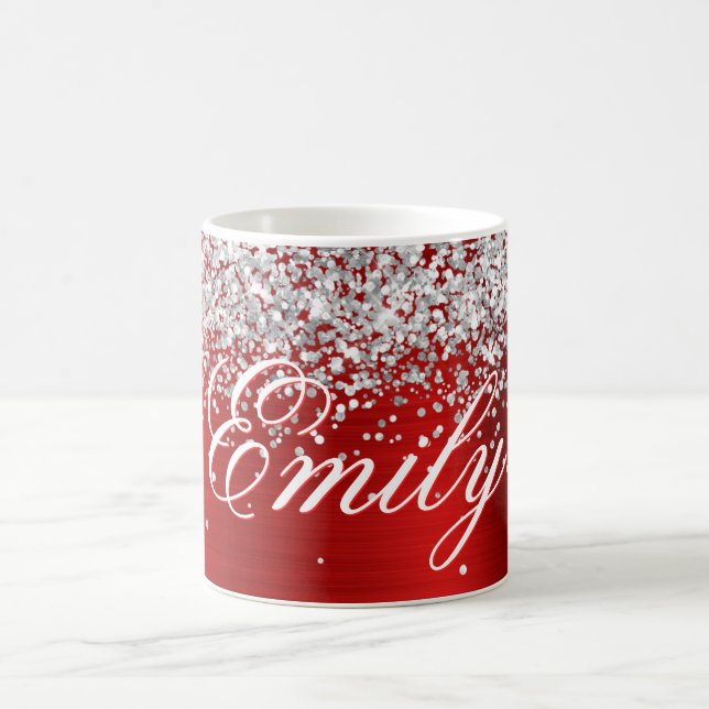 Mug Parties scintillant d'argent personnalisée Pile ro (Centre)