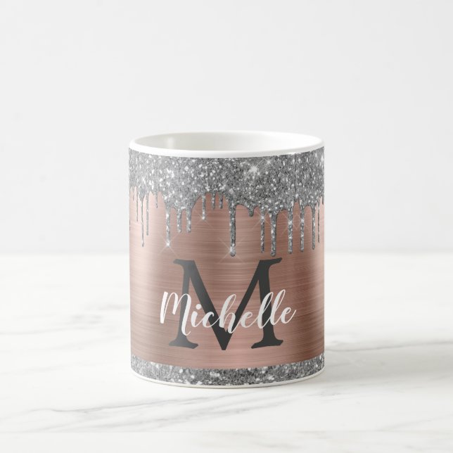 Mug Parties scintillant d'argent Rose Monogramme métal (Centre)