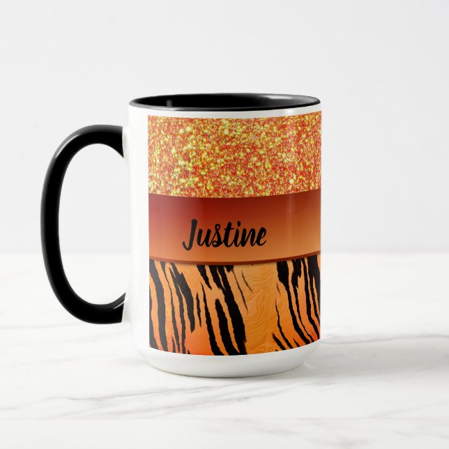Mug Parties scintillant de glam orange Tiger Impressio (Gauche)