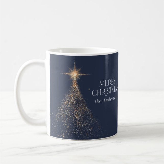 Mug Parties scintillant d'or brillant bleu moderne pho (Gauche)