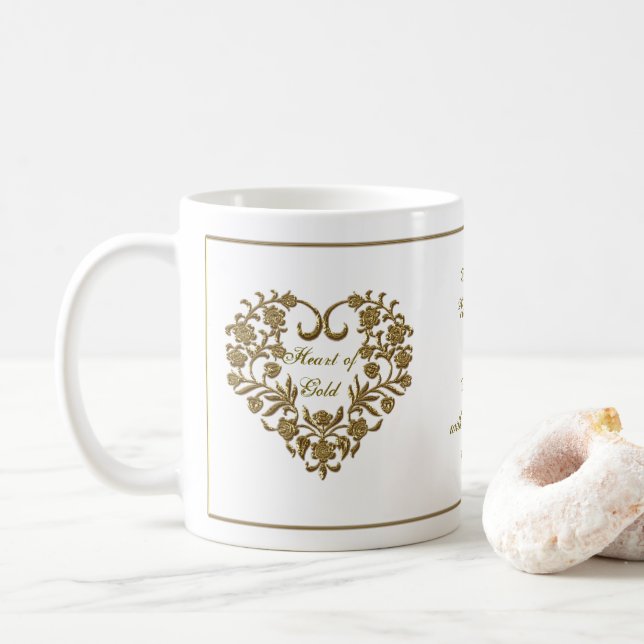 Mug Parties scintillant d'or fleurissent Valentine's D (Avec donut)