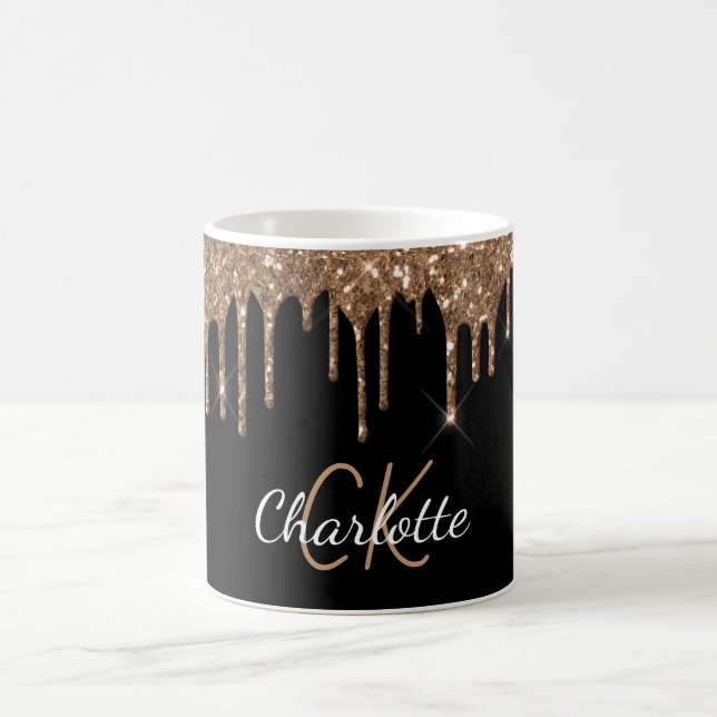 Mug Parties scintillant d'or noir gouttes de script mo (Centre)