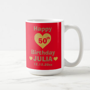 Mug Parties scintillant d'or personnalisé Coeur heureu