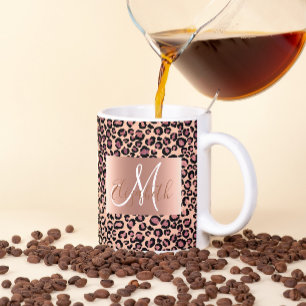 Mug Parties scintillant d'or rose Léopard Monogramme A