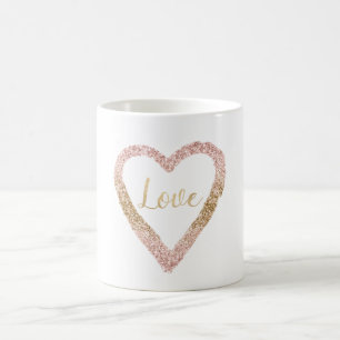 Mug Parties scintillant d'or rose vif Coeur d'amour