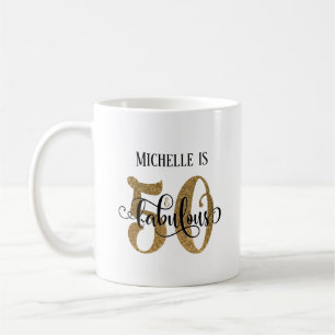Mug Parties scintillant d'or Script 50 et fabuleux sur