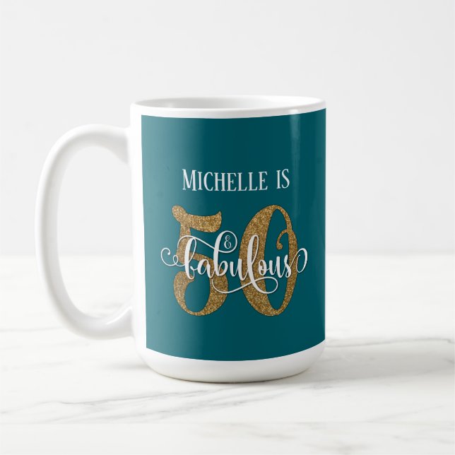 Mug Parties scintillant d'or Script 50 et fabuleux sur (Gauche)
