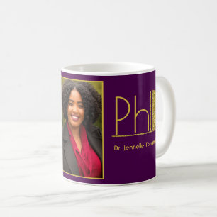 Mug Parties scintillant d'or violet photo doctorat