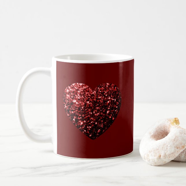 Mug Parties scintillant du coeur scintille de Valentin (Avec donut)