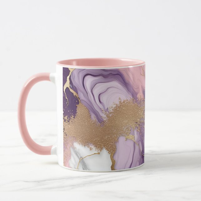 Mug Parties scintillant en marbre rose violet or (Gauche)