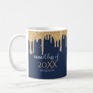 Mug Parties scintillant en or bleu marine élèves class
