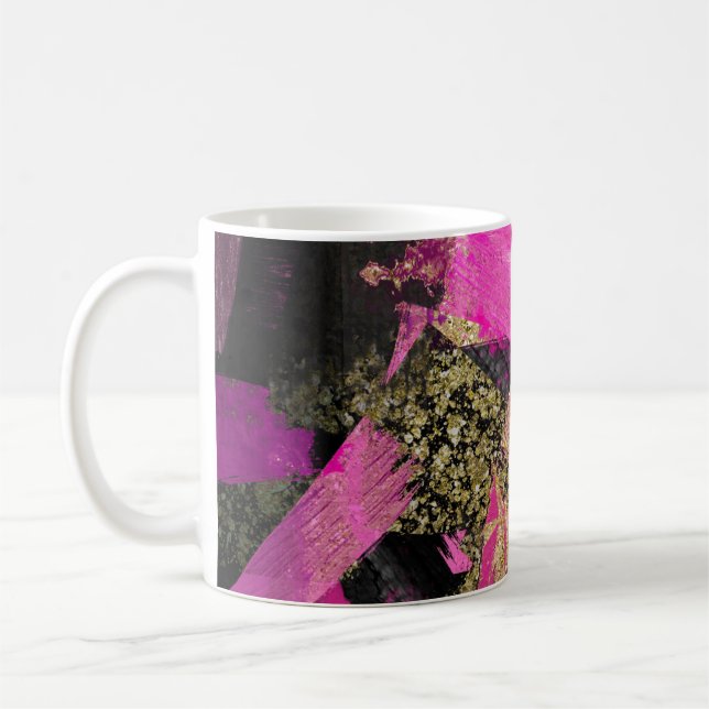 Mug Parties scintillant en or noir rose Brush moderne  (Gauche)