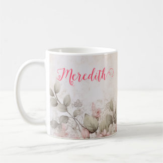 Mug parties scintillant en or rose, feuille rose, emba
