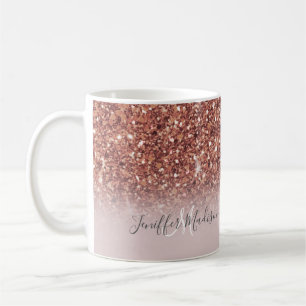 Mug parties scintillant en or rose Nom personnalisé   