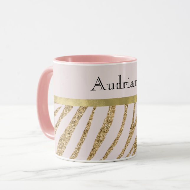 Mug Parties scintillant en or rose pâle Zebra (Devant gauche)