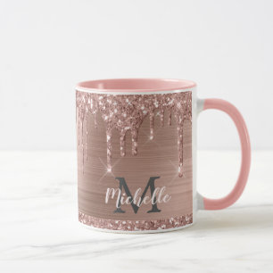 Mug Parties scintillant en or rose vierge Vernis Monog